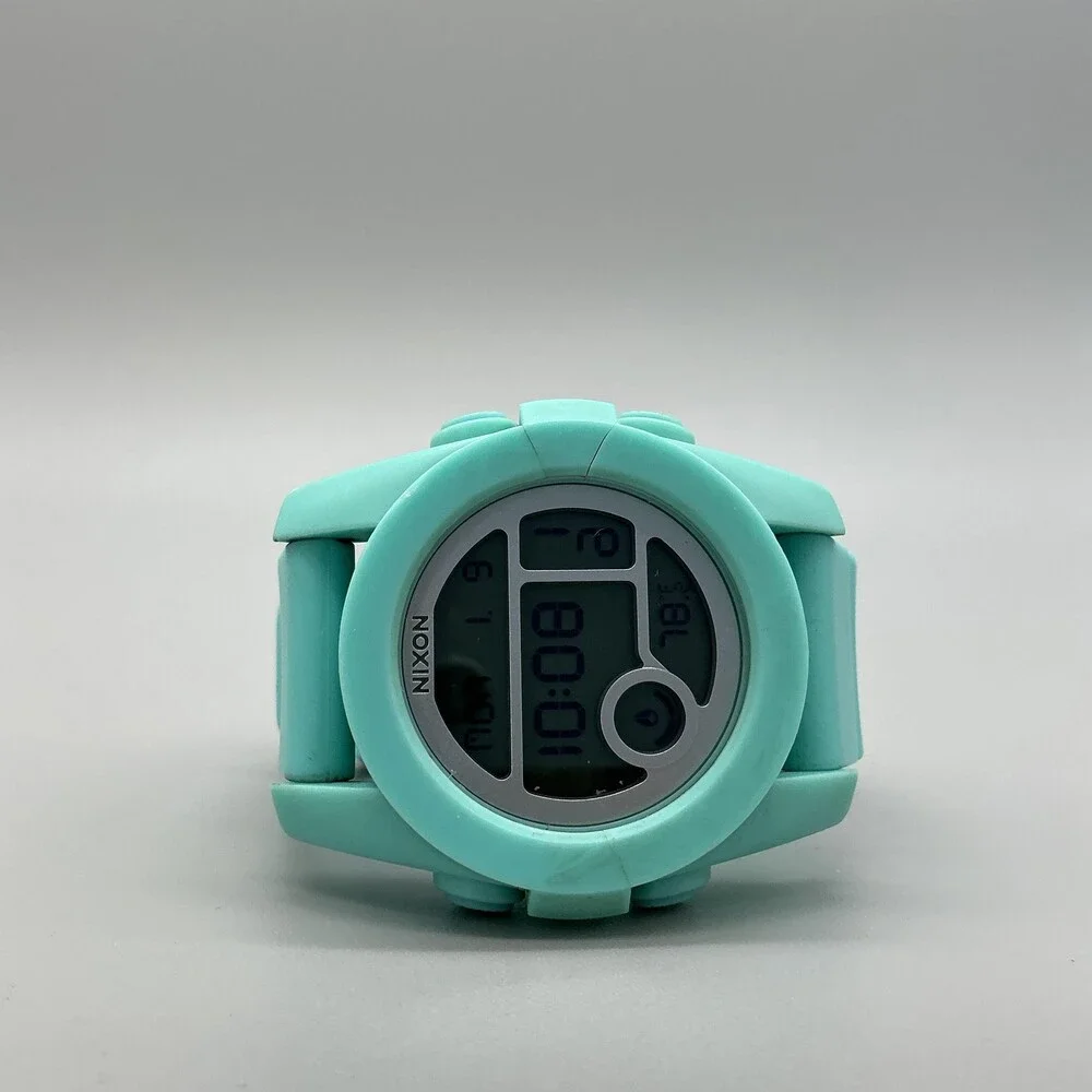 Nixon The Unit 40 Mens Watch 43mm Gray Digital Dial Green 100m New Battery